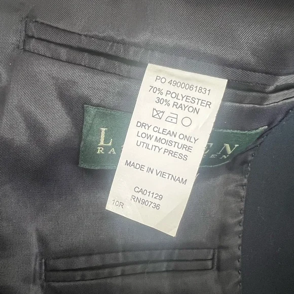 Lauren Ralph Lauren Boys Blazer Suit Jacket Size 10 R Navy Blue Gold Buttons - Picture 5 of 5